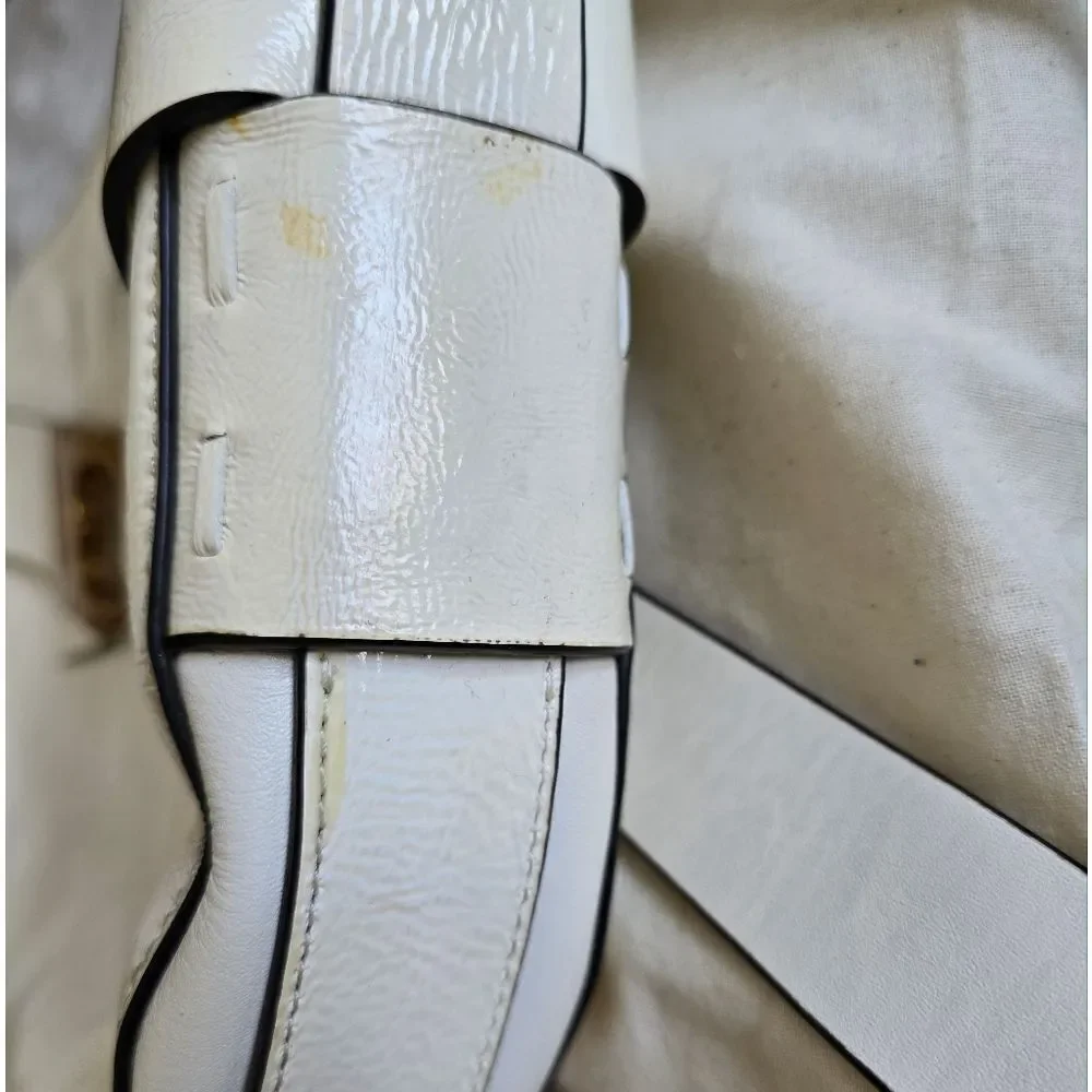 Tory Burch Gemini Cream Patent Leather Crossbody Bag with Gold Accents
